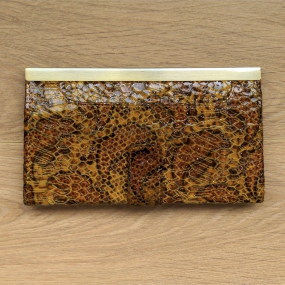 HOBO leather clutch wallet in snakeskin / python skin pattern